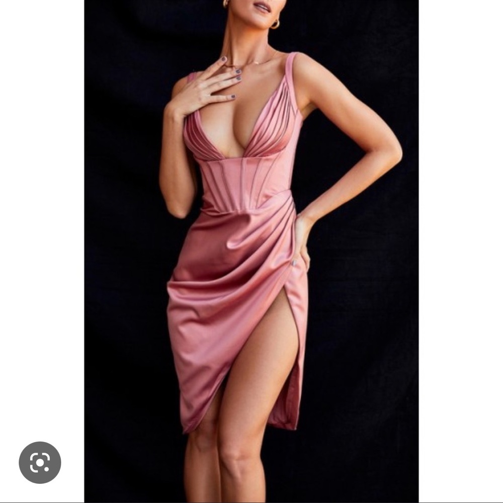 House Of CB Faye Rose Satin Corset Dress